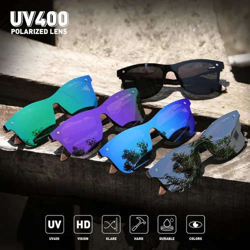 Vista 5 de Zebra - Gafas de sol polarizadas de bambú de madera para hombres y mujeres - Gafas de sol con patillas de madera S5029