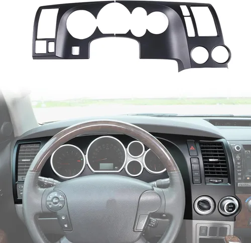 Vista 9 de HAPPYHORSE Cubierta de marco de panel de salpicadero de automóvil compatible con Toyot@ Tundra 07-13/Sequoia 07-21 Panel de control central