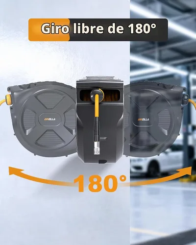 Vista 6 de Carrete retráctil para manguera de aire, 3/8" x 65 pies de manguera de aire híbrida flexible, manguera de compresor de aire resistente a arrugas Max
