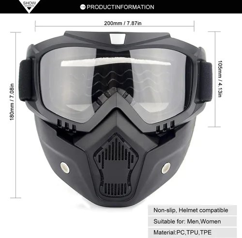 Vista 4 de SPOSUNE Gafas de motocross, máscara de paintball, máscara facial desmontable, gafas de seguridad para motocross para hombres y mujeres