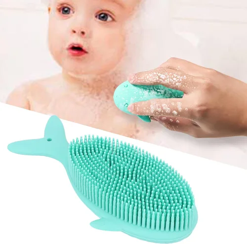 Vista 8 de Cepillo de baño de silicona para bebés, cepillo de masaje para bebés, cepillo exfoliante para piel seca, cuidado del cabello