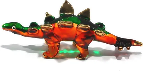 Vista 10 de Mini arte de vidrio soplado hecho a mano de 2.5 pulgadas, figura jurásica de dinosaurio brontosaurio, cosas geniales, animales en miniatura