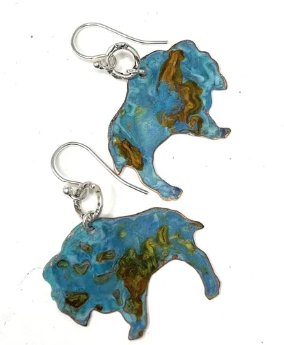 Vista 2 de Boho Turquoise Rust Patina Buffalo Earrings Copper Jewelry Gift Ideas for Women