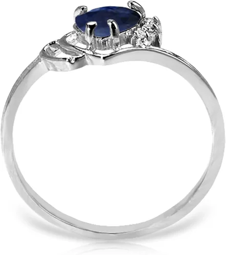Vista 7 de Galaxy Gold GG Anillo de oro de 14 quilates con diamantes auténticos y zafiro natural en forma de corazón
