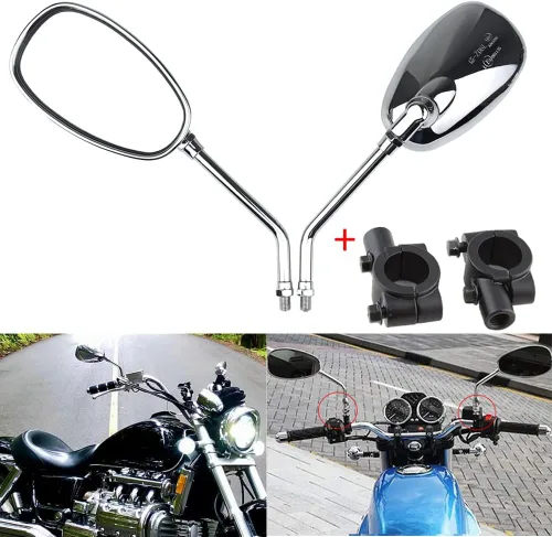 Vista 9 de Espejos laterales retrovisores para manillar de motocicleta, 0.394 in para Honda Sports Bike Cruiser Chopper Dirt Bike Scooter