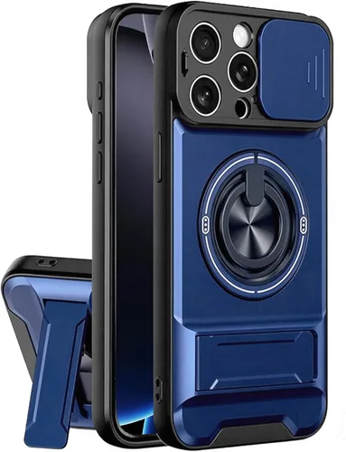 Vista 9 de Dssairo Funda para iPhone 15 con anillo magnético de rotación de 360° compatible con carcasa MagSafe Slide para cámara, soporte plegable, funda Negro