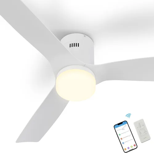 Vista 9 de SMAAIR Ventilador de techo inteligente negro de 52 pulgadas con luces y motor de CC de 10 velocidades con control remoto, control de aplicación