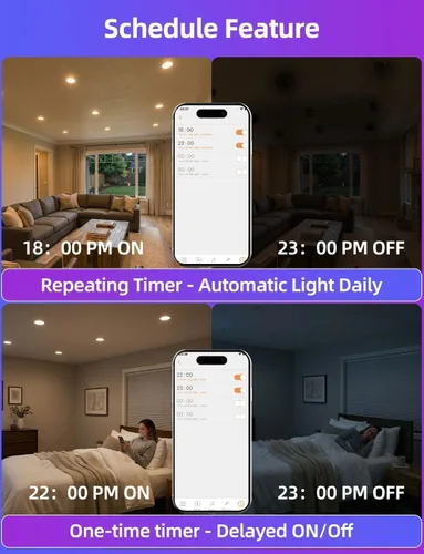 Vista 8 de Paquete de 12 bombillas LED empotradas BR30, 16 millones de colores RGB, control Bluetooth APP BRmesh APP 2700K-6000K blanco sintonizable, base E26