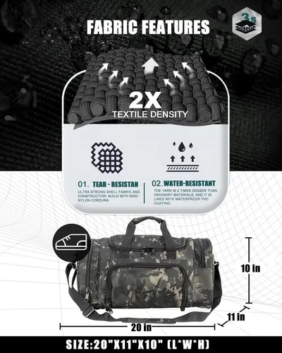Vista 3 de Miramrax Bolsa de gimnasio para hombres y mujeres con compartimento para zapatos, deporte, fin de semana, viajes, durante la noche, bolsa