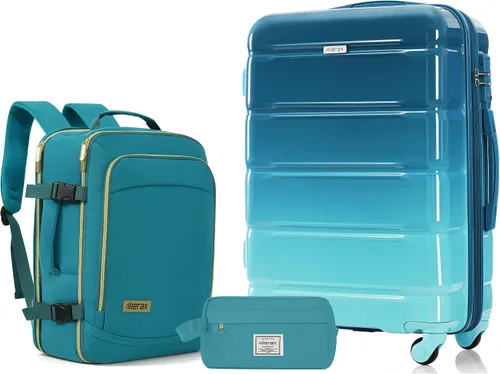 Vista 25 de Merax 3 piezas expandible ABS Hardshell equipaje Sets Spinner Wheel Maleta TSA Lock Suit Case, Apertura frontal negra, Juego de 2 piezas, Maleta