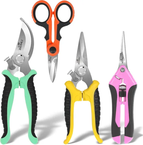 Vista 12 de Tijeras de Podar Resistentes, Tijeras de Jardín y Podadoras con Hojas de Acero SK5 Red-BIDMLI de 8.66" y Mangos de Aleación de Aluminio, Cortador