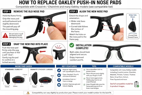Vista 4 de GALAXYLENSE Almohadillas de nariz y orejeras para Oakley Crosslink negro OX8118 OX8027 OX8029 OX8030 OX8031 OX8033 OX3149 OX3128