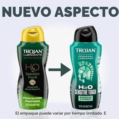 Vista 2 de TROJAN Lubricante H2O Sensitive Touch Lubricante a base de agua, lubricante personal, 5.5 onzas líquidas