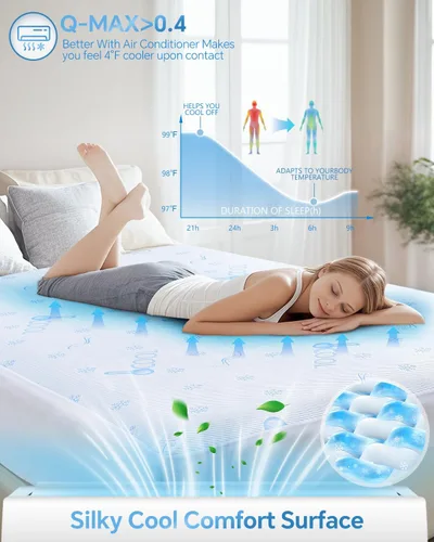 Vista 3 de Kmall Protector de Colchón Refrescante Premium Tamaño King - 100% Impermeable y Transpirable Tela de Aire 3D Fresca Cubierta de Colchón de Cama