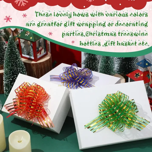 Vista 7 de Poen 24 Piezas Lazos de Organza con Cordón de Navidad de 6 Pulgadas Lazos Grandes de Cinta para Envolver Regalos Manualidades para Envolver Regalos