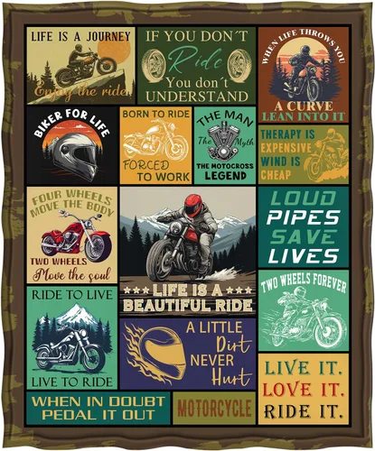 Vista 2 de Levens Manta de motocicleta de regalo para motociclista, 60 x 50 pulgadas, manta de franela suave para deportes extremos para hombres, niños