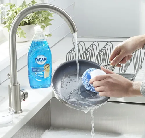 Vista 3 de Dawn Handi Scrub - Plato de almacenamiento para lavar platos, color blanco y azul