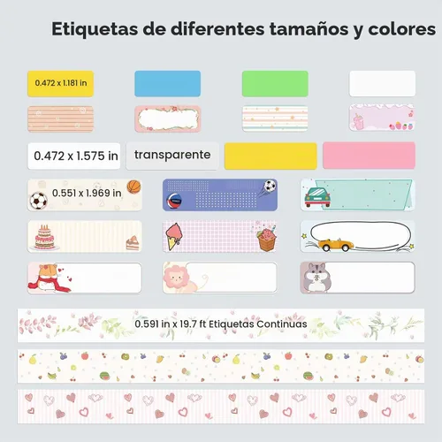 Vista 4 de SUPVAN E10 y E11 Cinta para Fabricante de Etiquetas, 15 mm × 6 m Cinta de etiquetas térmicas laminadas continuas genuinas, resistentes al agua y al