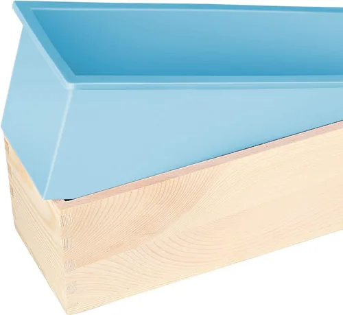 Vista 3 de ZOENHOU Paquete de 2 moldes de jabón azules de 42 onzas con 2 tapas, kit de moldes de silicona rectangulares flexibles para hacer jabón con caja