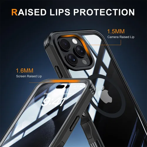 Vista 7 de TOPF&B Funda magnética para iPhone 16, compatible con MagSafe, cubierta completa de 360 grados, protector de pantalla de privacidad integrado