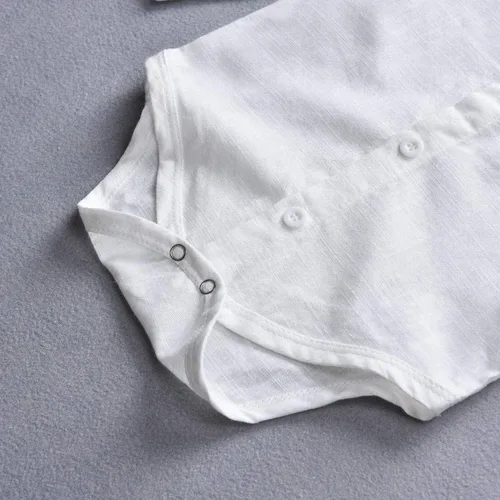 Vista 4 de Unutiylo Ropa de bebé para caballero, overol para niños pequeños, pantalones con tirantes y mameluco
