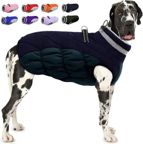 Vista 8 de AOFITEE Abrigo para perro, chaquetas cálidas para perros pequeños, abrigo de invierno para perros con arnés integrado, chaqueta de invierno