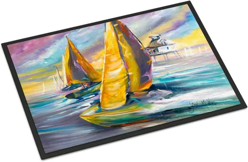 Vista 177 de Caroline's Treasures JMK1017JMAT - Tapete de caza de rana garza azul, 24 x 36 pulgadas, tapete para puerta delantera, interior y exterior