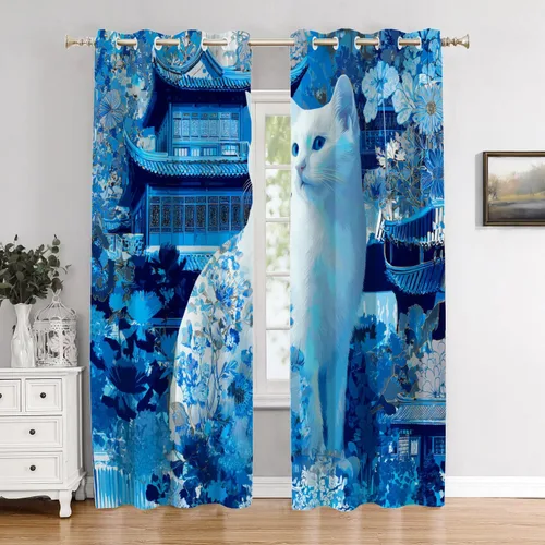 Vista 22 de Cortinas opacas de poliéster multicapa para ventanas de padre e hijo, 2 unidades, 26 x 24 pulgadas