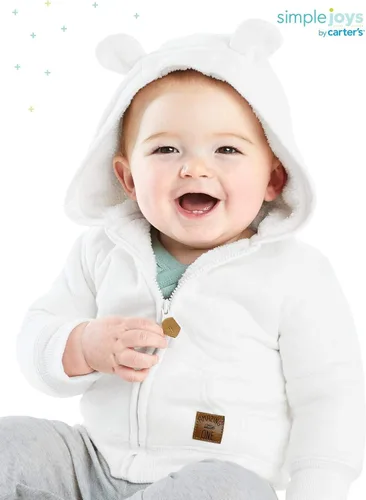 Vista 2 de Simple Joys by Carter's Unisex Babies' Hooded Sweater Jacket with Sherpa Lining
