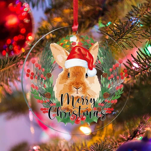 Vista 14 de Corona de Navidad, adorno colgante de árbol de Navidad, sombrero de Feliz Navidad, decoración de árbol de Navidad, adornos de Navidad acrílicos