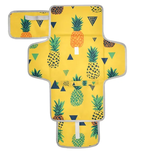 Vista 10 de Cambiador de pañales portátil, cambiador de pañales de viaje, impermeable, plegable, ligero, cambiador de bebé con almohada incorporada, perezosos