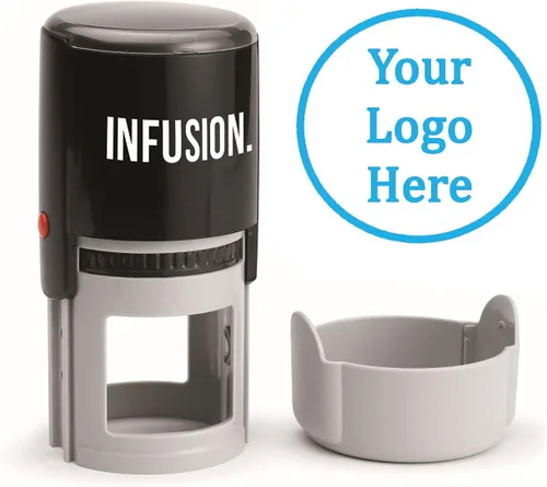 Vista 20 de Infusion Sello de goma autoentintado redondo con logotipo personalizado (2 pulgadas de diámetro), negro