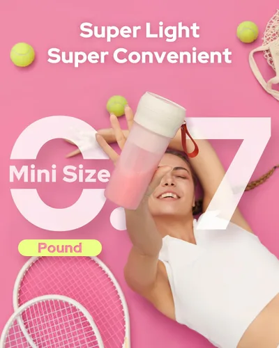 Vista 3 de Licuadora portátil, licuadora portátil inalámbrica recargable para batidos y licuados, mini licuadora sin BPA de 10.5 onzas, 30 vatios, taza