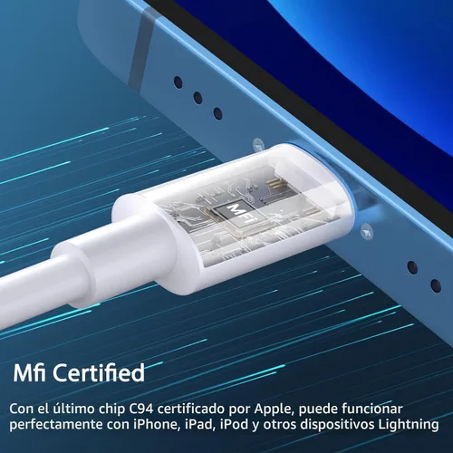 Vista 2 de Cargador de iPhone de carga rápida【Certificado MFi】 Paquete de 2 cargadores de pared USB C de 20 W PD con cable de carga rápida de 1.8 y 3 metros