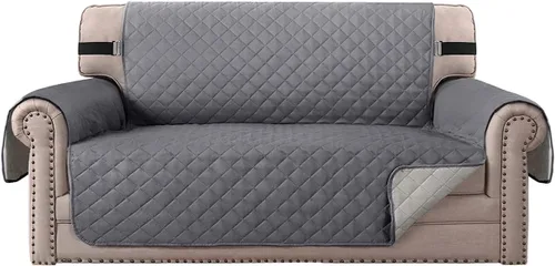 Vista 20 de Funda impermeable para sofá biplaza, protector de sofá acolchado para sofá de 2 asientos, protector de muebles antideslizante para perros y mascotas