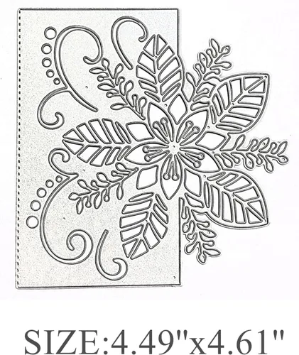 Vista 2 de hinana Hojas de flores de Navidad troqueladas de metal, troqueles de borde de flores, plantillas cortadas para álbumes de recortes, álbumes