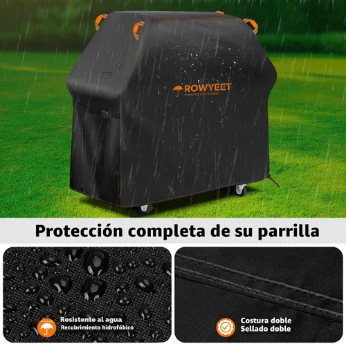 Vista 4 de Cubierta de parrilla para parrilla al aire libre, ajuste universal Oxford impermeable para exteriores, cubierta de gas anti-UV con dobladillo
