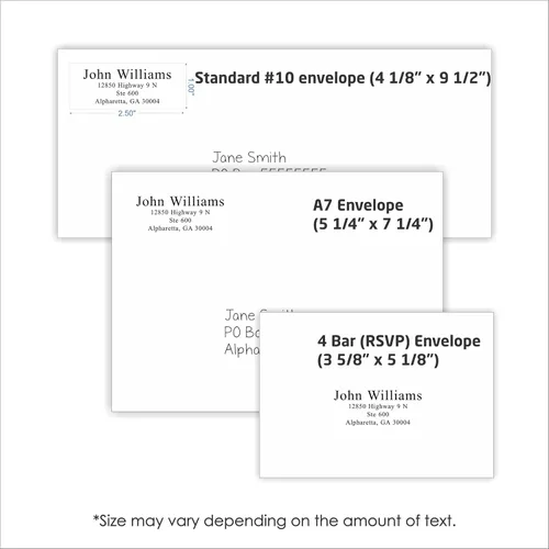 Vista 9 de Sello de dirección de devolución autoentintado personalizado, tinta negra, Simply Serif, sello de goma personalizado Serif 4 Líneas