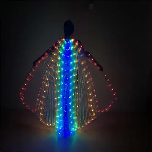 Vista 3 de TOPINCN Alas de mariposa iluminadas LED de ISIS, alas luminosas de danza del vientre, disfraces para actuaciones escénicas, fiestas (de colores)