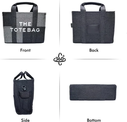 Vista 6 de The Tote Bags para mujer Bolsos de mano personalizados de mezclilla con asa superior, bolsa cruzada para viajes y trabajo