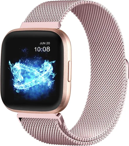 Vista 12 de Bandas de metal compatibles con reloj inteligente Fitbit Versa/Versa Lite/Versa 2 para mujeres y hombres, correa de repuesto de malla de acero Negro