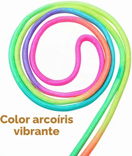 Vista 3 de Elcoho Juego de 6 cuerdas de salto de arco iris, cuerdas de saltar para educación física