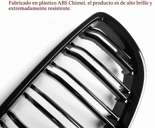Vista 7 de Qitian Parrilla de riñón de repuesto frontal negro brillante ABS para BMW Serie 3 E92 y E93, 2006-2009