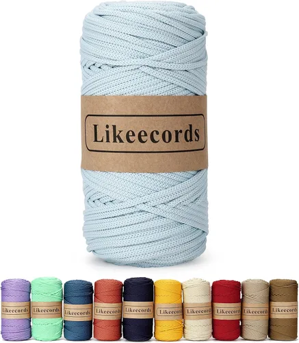 Vista 33 de Likeecords Cordón de macramé trenzado de poliéster de 0.157 in, 140 yardas, 426 pies, hilo elástico para bolsa de ganchillo para manualidades