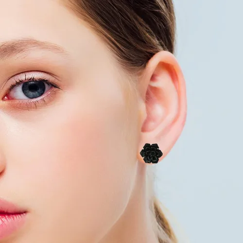 Vista 30 de Handmade Succulent Earrings 13mm Hypoallergenic 925 Sterling Silver Post Soft Ceramic Resin Stud Earrings for Women Sensitive Ears