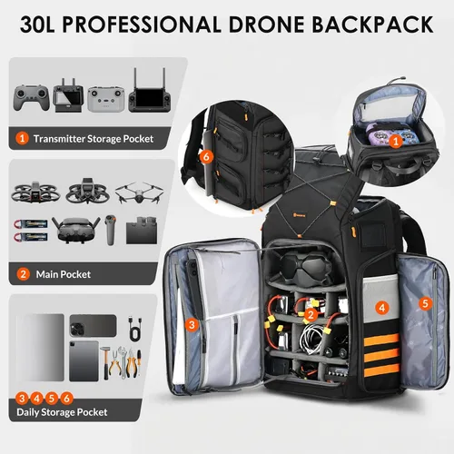 Vista 3 de TARION FPV Drone Camera Mochila Extra Grande 30L FlightPro