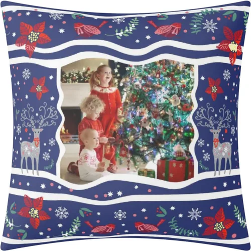 Vista 10 de POPCUSTOMS Funda de almohada personalizada con impresión de doble cara, funda de almohada con foto personalizada, decoración de Navidad, decoración