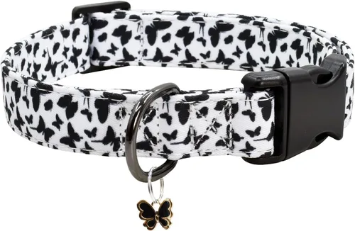 Vista 17 de Collar de perro con patrones de flores con accesorios, collares de algodón suave para perros pequeños, medianos y grandes, hembras y machos