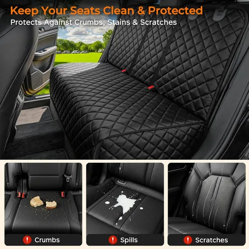 Vista 4 de URPOWER Funda de asiento de coche para perro para asiento trasero Todo negro