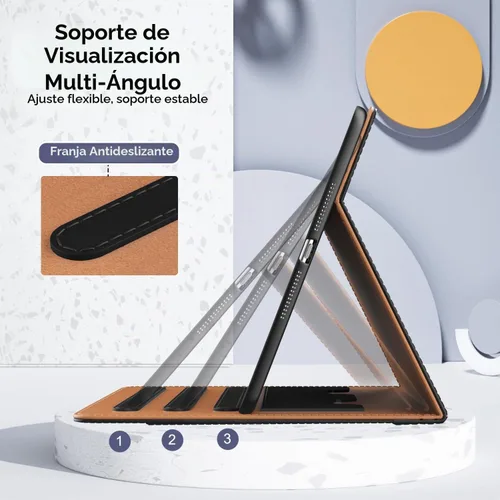 Vista 4 de OKP Funda para iPad de 9ª generación 2021/8ª generación 2020/7ª generación 2019 de 10.2 pulgadas, funda con visión multiángulo, cuero PU con soporte